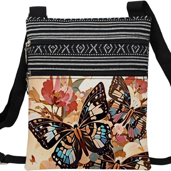 Handbags - Floral Butterfly Crossbody Bag Ethnic Pattern Small Wallet Phone Case